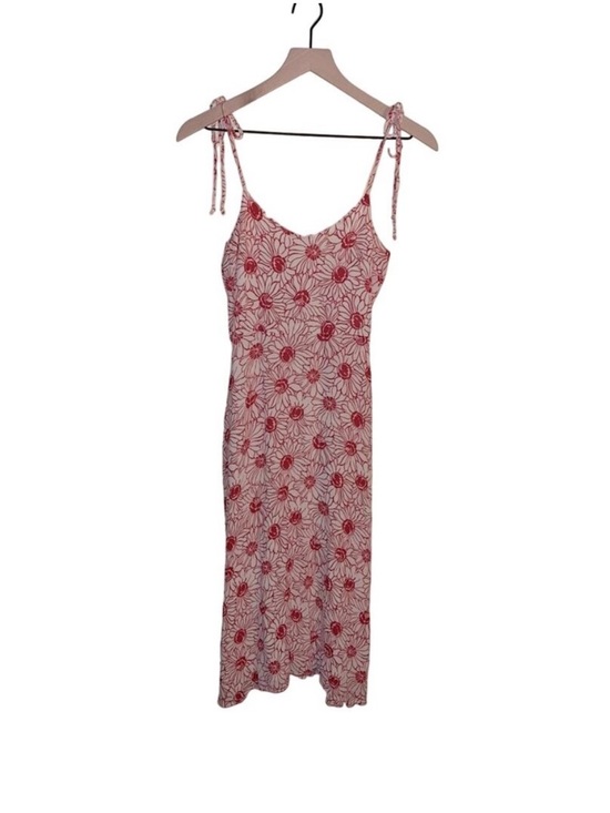 Reformation Dresses & Skirts - Reformation red and cream daisy floral tie shoulder midi dress size 2